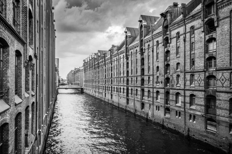 Famous Speicherstadt warehouse district in Hamburg, Germany