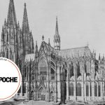 Historisches Schwarzweißfoto einer Kathedrale mit mehreren Türmen. Das GEO Epoche-Logo ist darübergelegt.